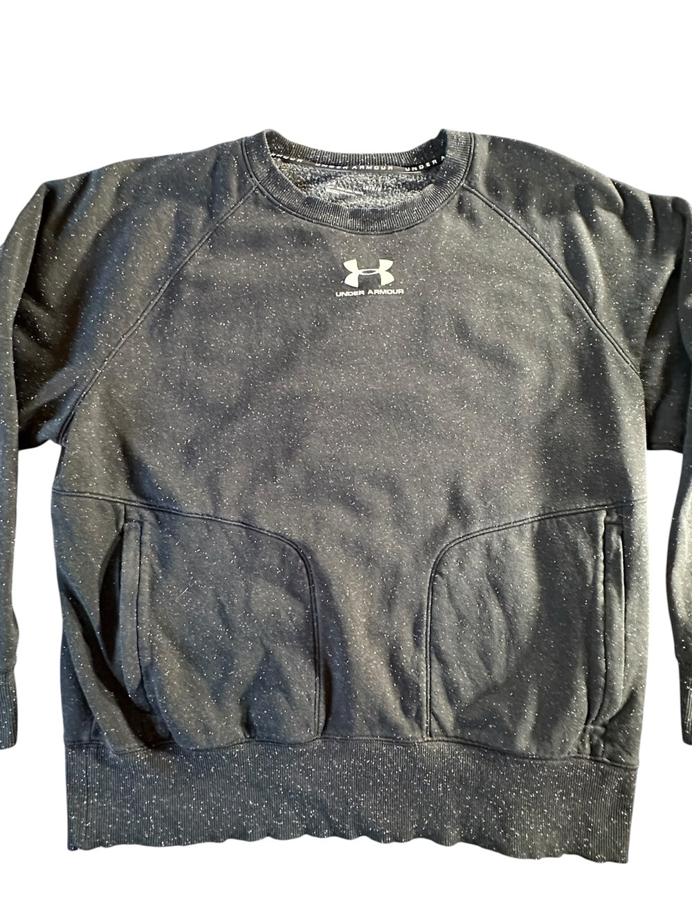 Under Armour Men’s Black Crewneck Sweatshirt with Speckled Detail Large - Picture 2 of 12